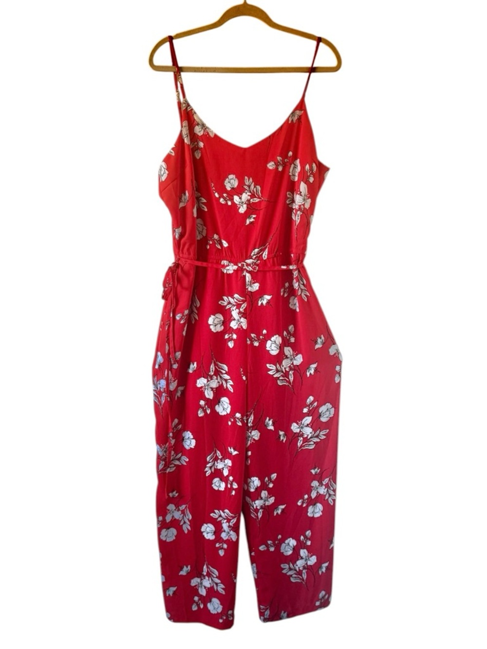 Skies Are Blue Red Floral Jumpsuit Stitch Fix Exclusive Cropped Wide Leg XL Boho
